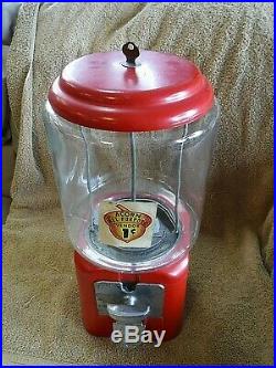 Vintage 1949 Acorn Brand One-Cent Gumball Machine with Key