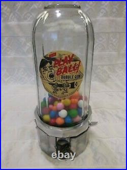 Vintage 1950 Penny Atlas Midget Gumball Vending Machine Gum Dispenser Original
