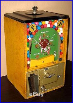 Vintage 1950's 1 Cent Victor Baseball Pinball Flip Gumball Machine