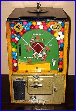 Vintage 1950's 1 Cent Victor Baseball Pinball Flip Gumball Machine