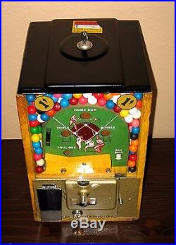Vintage 1950's 1 Cent Victor Baseball Pinball Flip Gumball Machine