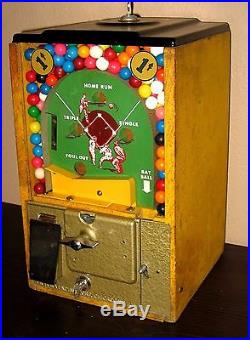 Vintage 1950's 1 Cent Victor Baseball Pinball Flip Gumball Machine