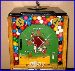 Vintage 1950's 1 Cent Victor Baseball Pinball Flip Gumball Machine