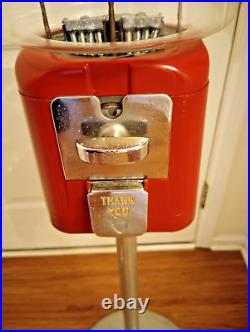 Vintage 1950's Acorn 10 Cent Gumball Vending Machine With Cast Iron Stand 47 T