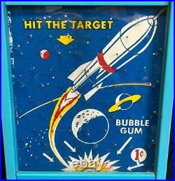 Vintage 1950's B&o Hit The Target 1 Cent Gumball Machine Working With Key Nice