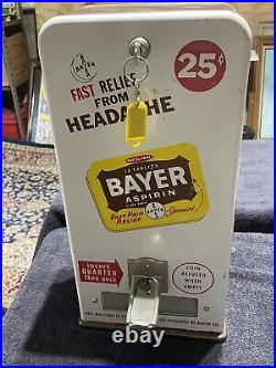 Vintage 1950's (Bayer Aspirin) Coin Operated Vending Machine Dispenser with Key