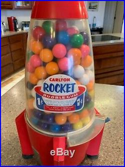 Vintage 1950's Carton Rocket Gumball Machine 1 Cent Really Great Condition