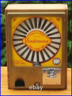 Vintage 1950's Coin Op. 10 Cent Vendorama Pen Vending Machine in EXCELLENT Cond