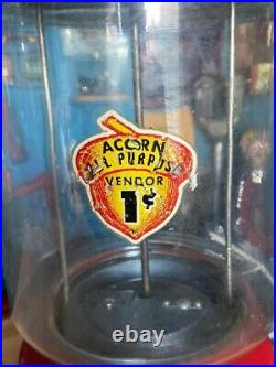 Vintage 1950's Oak /Acorn All Purpose 1 Cent vending machine