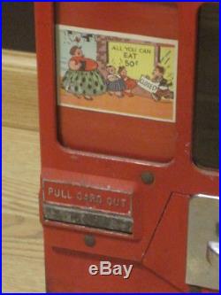 Vintage 1950's Oak Premiere Baseball Card & Gumball 10¢ Cent Vending Machine