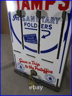 Vintage 1950's Shipman Enamel 3 Slot Stamp Vendor 10¢ 5¢ Vending Machine WORKS
