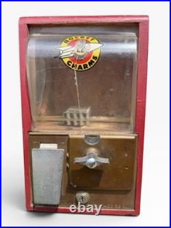 Vintage 1950's Well Worn Victor Charm Vending Machine, Not Tested, No Key