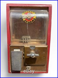 Vintage 1950's Well Worn Victor Charm Vending Machine, Not Tested, No Key