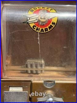 Vintage 1950's Well Worn Victor Charm Vending Machine, Not Tested, No Key
