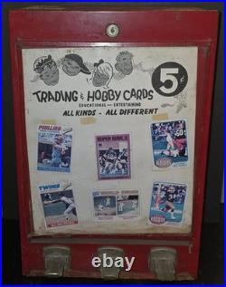 Vintage 1950s Baseball Card 5 Cent Vending Machine with 1977 Cards On Face Rare