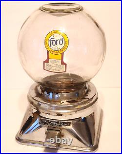 Vintage 1950s HART GUM Co FORD GLASS COUNTER TOP Penny 1 Cent GUMBALL MACHINE