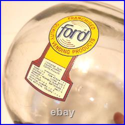 Vintage 1950s HART GUM Co FORD GLASS COUNTER TOP Penny 1 Cent GUMBALL MACHINE