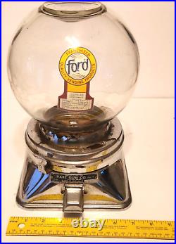 Vintage 1950s HART GUM Co FORD GLASS COUNTER TOP Penny 1 Cent GUMBALL MACHINE