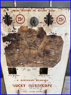 Vintage 1950s Lucky Horoscope Vending Machine Tabletop Astrology Works with Key