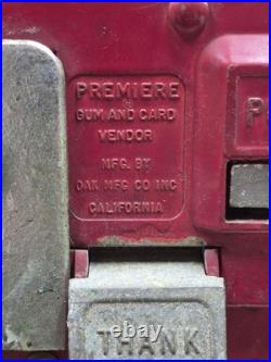 Vintage 1950s Premiere Oak Mfg Co Inc Coin-Operated Gum & Card Vending Machine