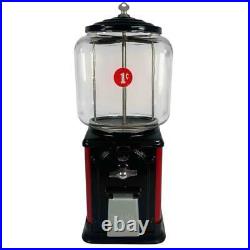 Vintage 1950s Red Black Victor 1 Cent Penny Gumball Candy Vending Machine + Key
