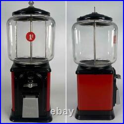 Vintage 1950s Red Black Victor 1 Cent Penny Gumball Candy Vending Machine + Key
