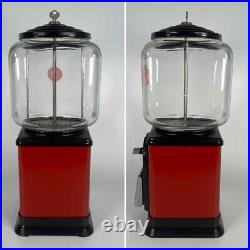 Vintage 1950s Red Black Victor 1 Cent Penny Gumball Candy Vending Machine + Key