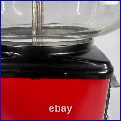 Vintage 1950s Red Black Victor 1 Cent Penny Gumball Candy Vending Machine + Key