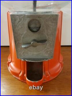 Vintage 1960'S Authentic Aluminum Red Gumball Machine Threaded Works Made in USA