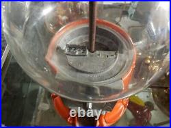 Vintage 1960'S Authentic Aluminum Red Gumball Machine Threaded Works Made in USA