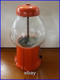 Vintage 1960'S Authentic Aluminum Red Gumball Machine Threaded Works Made in USA