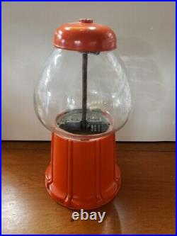 Vintage 1960'S Authentic Aluminum Red Gumball Machine Threaded Works Made in USA
