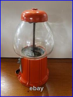 Vintage 1960'S Authentic Aluminum Red Gumball Machine Threaded Works Made in USA