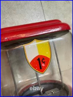 Vintage 1960's Bell National Oak Acorn 1 CENT Gumball Vending Machine With Keys