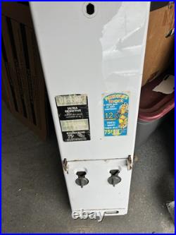 Vintage 1970's Era 2 Row Condom Dispenser Machine 32.5 White Front Advertising