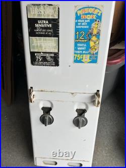 Vintage 1970's Era 2 Row Condom Dispenser Machine 32.5 White Front Advertising