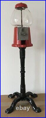 Vintage 1970's Red Gumball Machine With Stand Made In USA