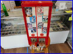 Vintage 1970's Sports Card Center Vending Machine Dual Slot 25/50 Cents Read