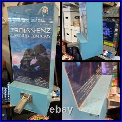 Vintage 1980s Trojan ENZ Condom Vending Machine Old Rusty Weathered READ