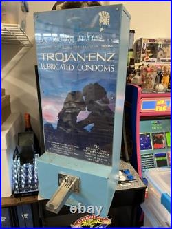 Vintage 1980s Trojan ENZ Condom Vending Machine Old Rusty Weathered READ