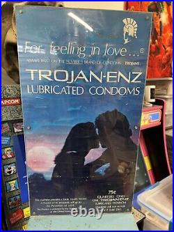 Vintage 1980s Trojan ENZ Condom Vending Machine Old Rusty Weathered READ