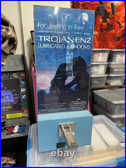 Vintage 1980s Trojan ENZ Condom Vending Machine Old Rusty Weathered READ