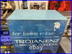 Vintage 1980s Trojan ENZ Condom Vending Machine Old Rusty Weathered READ