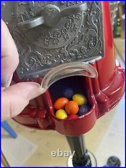 Vintage 1985 Carousel Candy Gumball Vending Machine Glass with Stand & Key