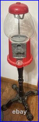 Vintage 1985 Carousel Gumball Machine On Stand Works Very Nice 38 Tall