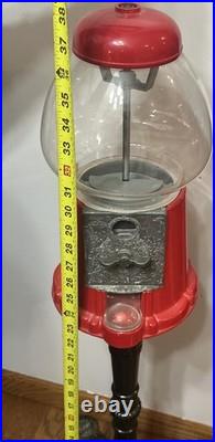 Vintage 1985 Carousel Gumball Machine On Stand Works Very Nice 38 Tall