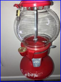 Vintage 1987 Carousel Gumball Machine Model Old Columbia Red WithBlack Metal Stand