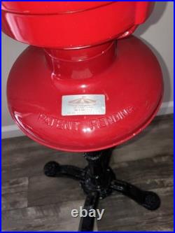 Vintage 1987 Carousel Gumball Machine Model Old Columbia Red WithBlack Metal Stand