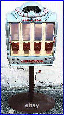 Vintage 1988 Vendall Vendor Robot 4 Slot Gumball Vending Machine with Base Stand