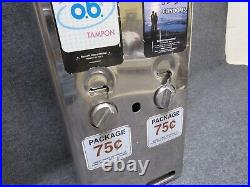 Vintage 1990s Era 2 Row Condom Tampon Dispenser Machine 32.5 Chrome Advertising